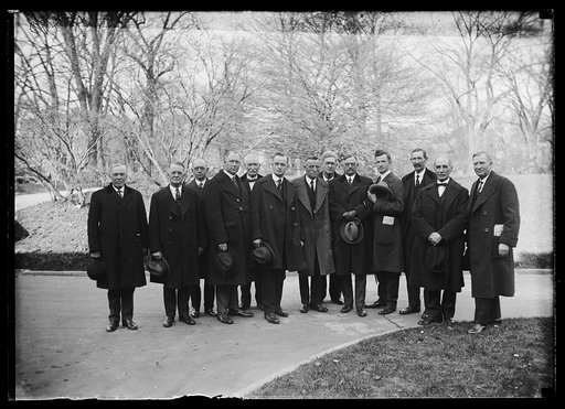 Farmers, Rep. the States of Minn., N.D., S.D. and Wisc. present Coolidge with resolution from Minn. Leg. for identification of the Federal Grain Regulation