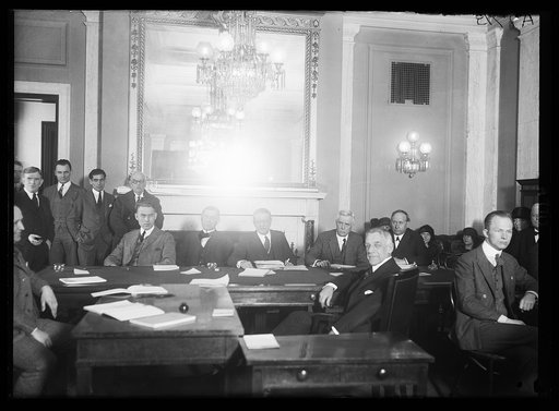 One of the largest crowds ever seen at a hearing gathered at the Capitol when Edward W. Bok testified regarding his Peace Prize. Shown in center foreground