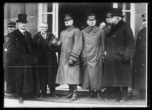 Group; J.J. Jusserand, 2nd from left, John J. Pershing, center