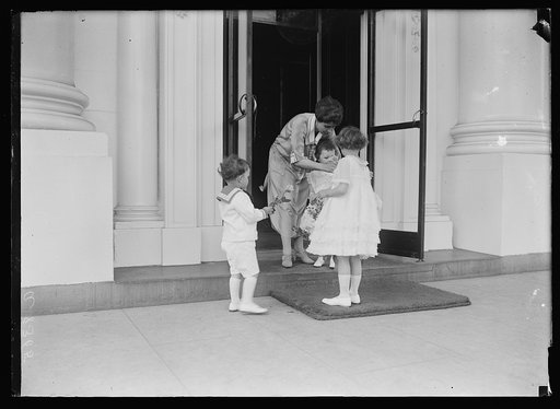 Mrs. Coolidge and children at White House, Washington, D.C.