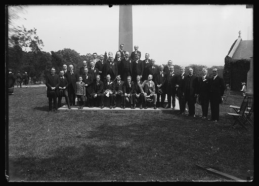 Group; Washington Monument in background. Washington, D.C.