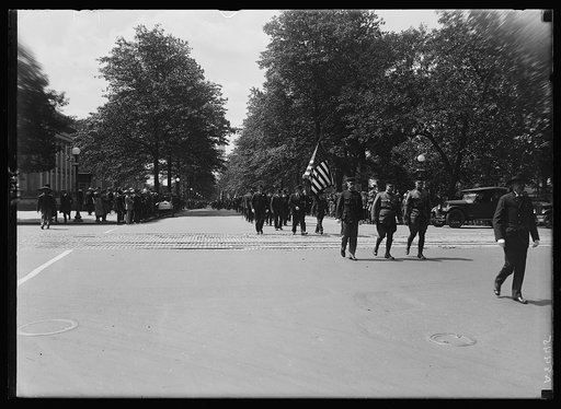 Veterans parading. Passing White House