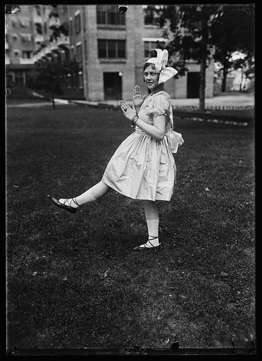 With social activities practically ended at Wash., the debutantes and sub-debs still remaining in the Nat'l capital are busy rehearsing for a "Summer Revue," to be presented for the benefit of the soldiers and shut-ins. Miss Doris Wagner, popular deb of this season is shown rehearsing for her part a