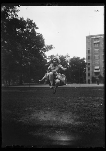 With social activities practically ended at Wash., the debutantes and sub-debs still remaining in the Nat'l capital are busy rehearsing for a "Summer Revue," to be presented for the benefit of the soldiers and shut-ins. Miss Doris Wagner, popular deb of this season is shown rehearsing for her part a