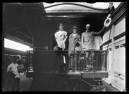 President Coolidge and family on back of train