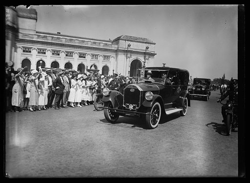 Automobiles driving near Union Station, Washington, D.C.