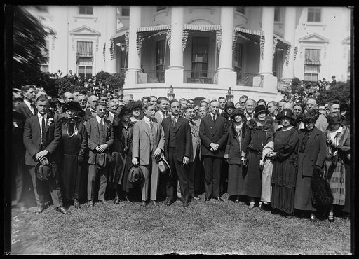 Calvin Coolidge and group outside White House, Washington, D.C.