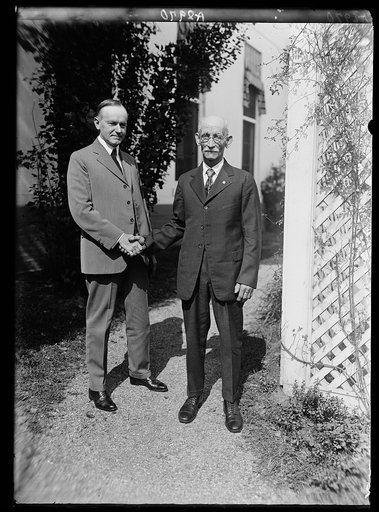 Calvin Coolidge with unidentified outside White House, Washington, D.C.