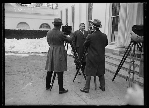 Harlan F. Stone and photographers at White House, Washington, D.C.