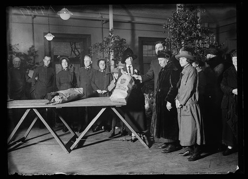 Grace Coolidge, with Salvation Army Christmas group