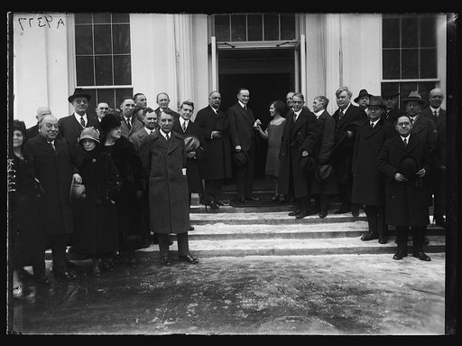 Calvin Coolidge with group outside White House, Washington, D.C.