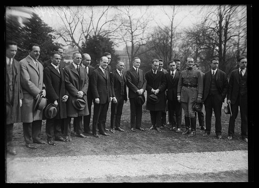 Calvin Coolidge and group outside White House, Washington, D.C.