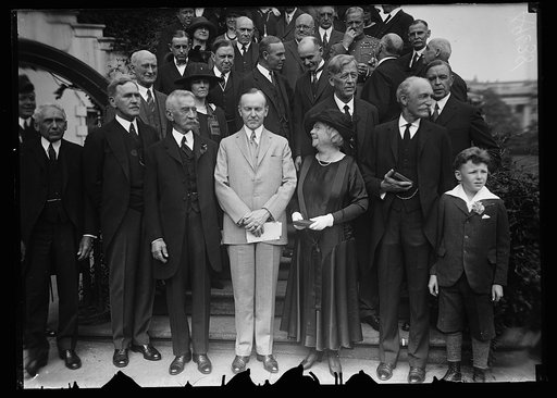Calvin Coolidge and group outside White House, Washington, D.C.