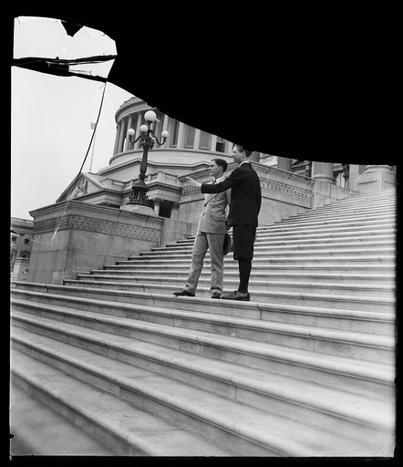 Young men on steps of U.S. Capitol, Washington, D.C.