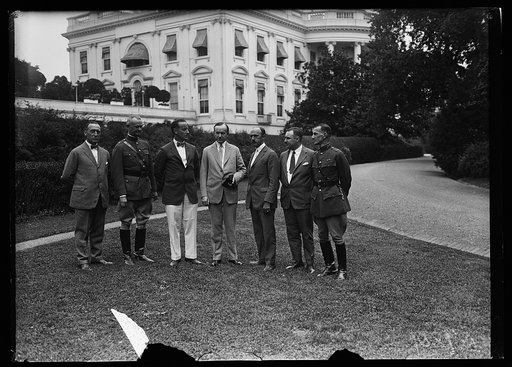 President Coolidge and group outside White House, Washington, D.C.