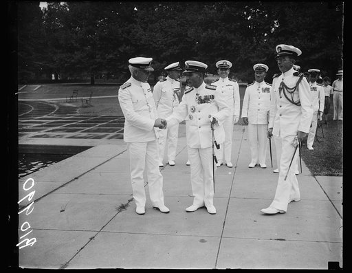 Ad. Standley greets Ad. [Yoshida?] Navy