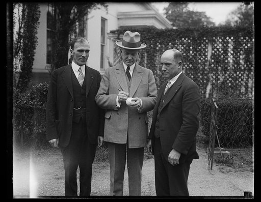 President Coolidge and group outside White House, Washington, D.C.