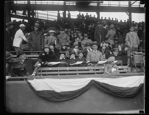 Group in stands at stadium