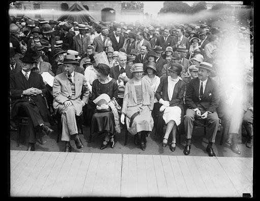 What a scene was the Hopi snake dance on the Capitol plaza. Congress gathered en masse to witness this weird ceremony. On the front row: Vice President Davis; Mrs. Howard, wife of the British Ambassador; Mrs. Dawes, Countess Schechany, and Count Schecany the Hungarian Minister to the United States