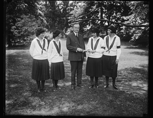 Calvin Coolidge and Camp Fire girl? group