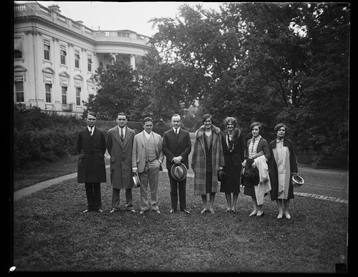 Calvin Coolidge and group outside White House, Washington, D.C.
