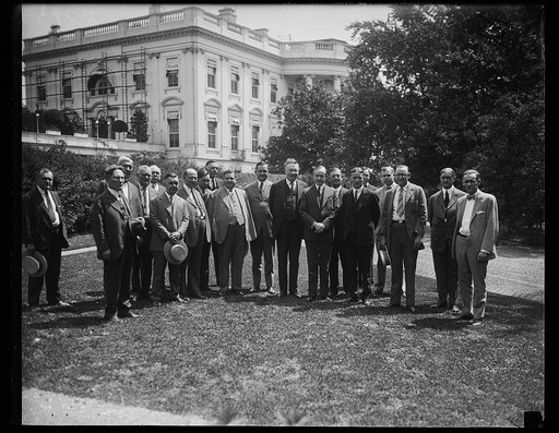 Calvin Coolidge and group outside White House, Washington, D.C.