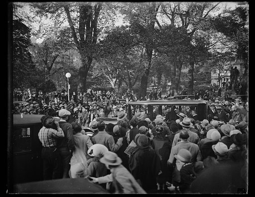 Crowd outside White House gates, Washington, D.C.