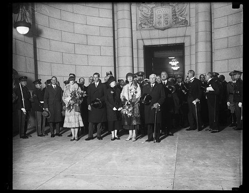 Group at Union Station, Washington, D.C.; Frank B. Kellogg at right