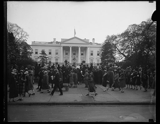 Crowd outside White House gates, Washington, D.C.