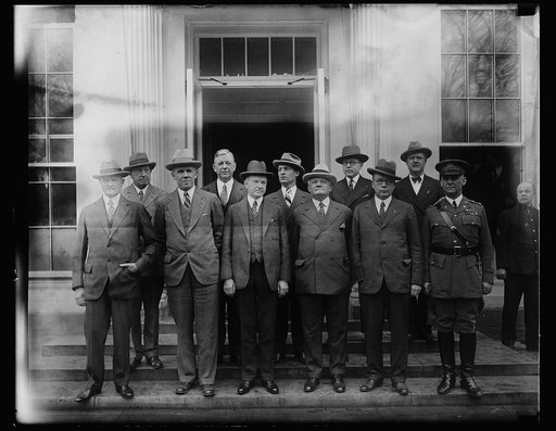 Calvin Coolidge and group outside White House, Washington, D.C.