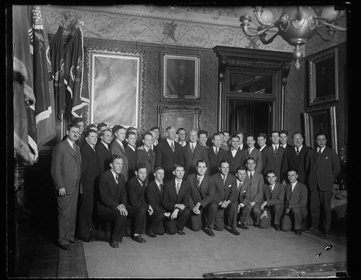 Group; Dwight F. Davis and John J. Pershing at center