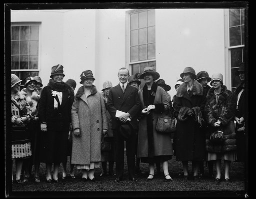 Calvin Coolidge and group outside White House, Washington, D.C.