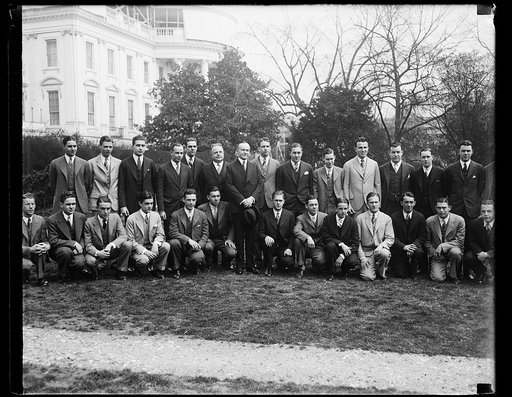 Calvin Coolidge and group outside White House, Washington, D.C.