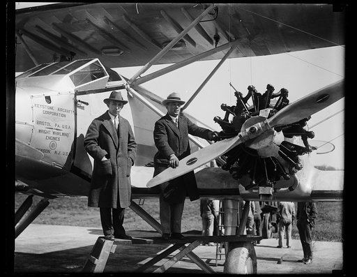 The "American Legion" biplane in which a New York to Paris flight will be attempted arrives in Washington. The "American Legion," the huge biplane in which Lieut. Commander Noel Davis of the United States Navy will attempt a New York to Paris flight was flown to Washington today whe[...] was inspect