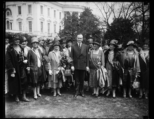 Calvin Coolidge and group outside White House, Washington, D.C.