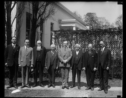 Calvin Coolidge and group outside White House, Washington, D.C.