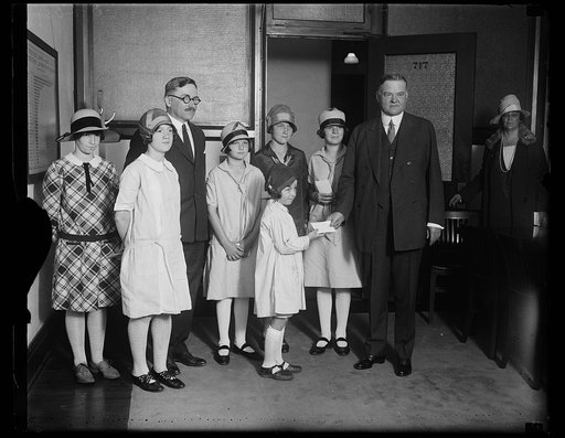 Herbert Hoover and group of children