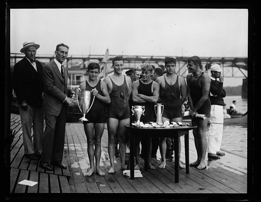 Swimmers with award cups. Washington, D.C.