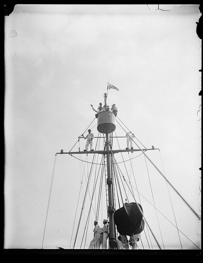 Sailors at top of rigging