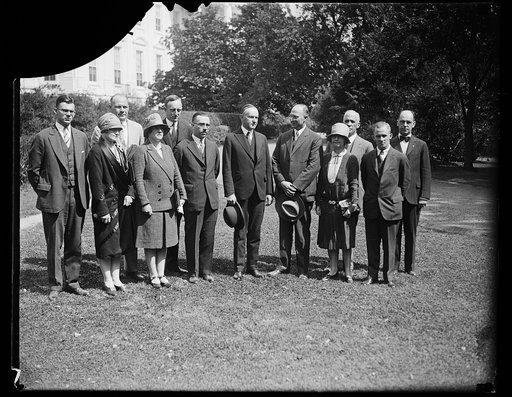 Calvin Coolidge and group outside White House, Washington, D.C.