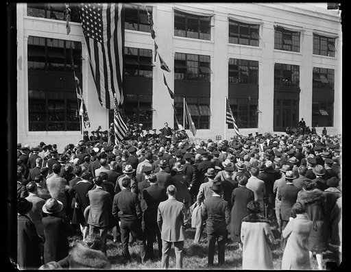 Curtis D. Wilbur addressing crowd