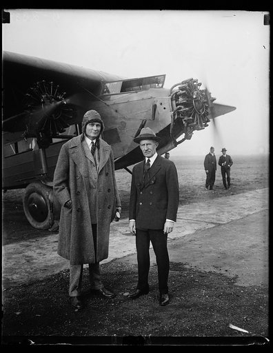 "The Flying Senators," Senator Frederick Hale of Maine, left, and Senator Hiram Bingham of Connecticut are called the "flying senators" on Capitol Hill because of their frequent use of the airplane to transact government business. This photograph was snapped at Bolling Field Washington, just before 