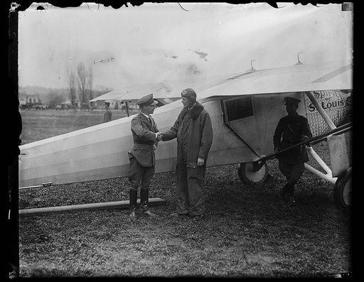 Charles Lindbergh and airplane "Spirit of St. Louis"
