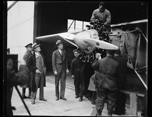 Charles Lindbergh and airplane "Spirit of St. Louis"