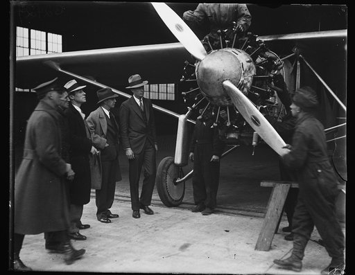 Charles Lindbergh and airplane "Spirit of St. Louis"