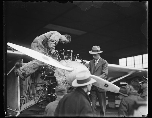 Charles Lindbergh and airplane "Spirit of St. Louis"
