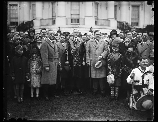 Calvin Coolidge and group outside White House, Washington, D.C.