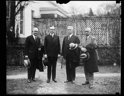 Calvin Coolidge and group outside White House, Washington, D.C.
