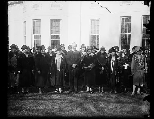 Calvin Coolidge and group outside White House, Washington, D.C.