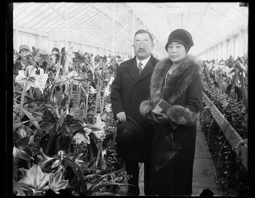 Japanese Ambassador and [...] Matsadaira first to view Washington Amaryllis Show. The Japanese Ambassador and Mme. Tsuneo Matsudaira snapped at the opening of the Washington Amaryllis Show today. This is the fifteenth annual amaryllis show held by the Department of Agriculture which attracts many th